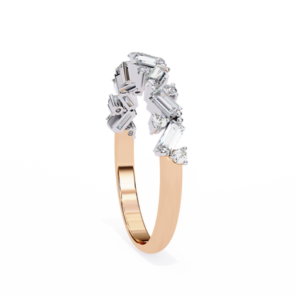 Round and Baguette Cluster Diamond Half Eternity Ring – Multi Stone Engagement Statement Ring– Lustraa’s Eternity Ring