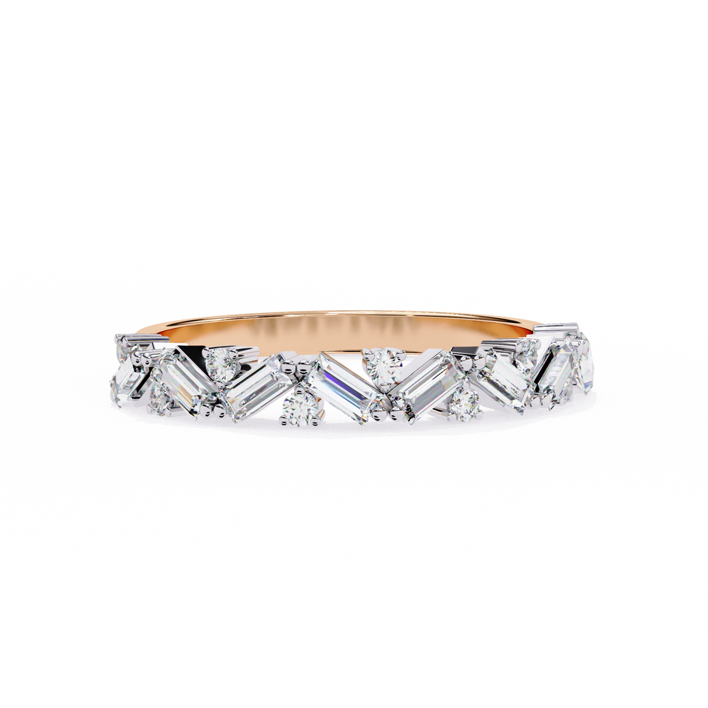 Round & Baguette Cluster Diamond Ring – Lab Grown Half Eternity Multi Stone Statement Engagement Ring– Lustraa’s Eternity Ring