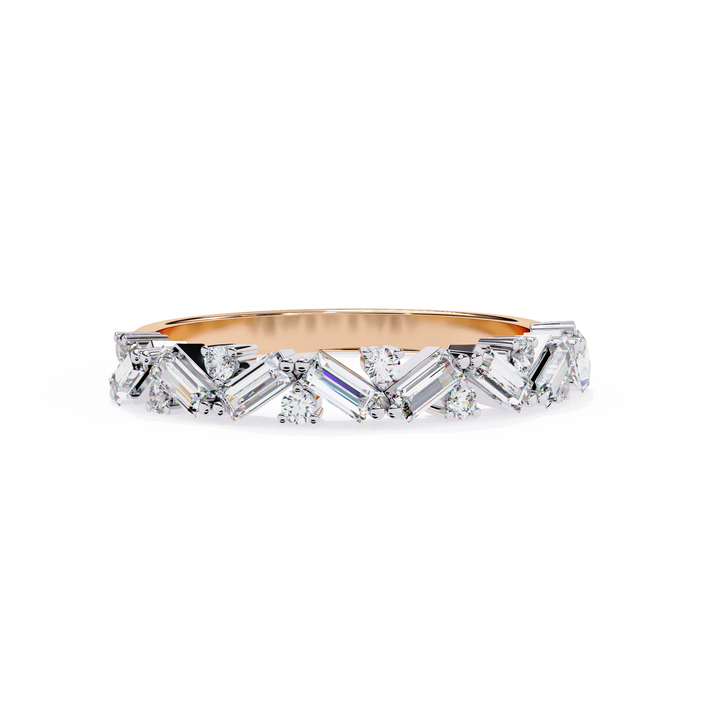Round and Baguette Cluster Diamond Half Eternity Ring – Multi Stone Engagement Statement Ring– Lustraa’s Eternity Ring