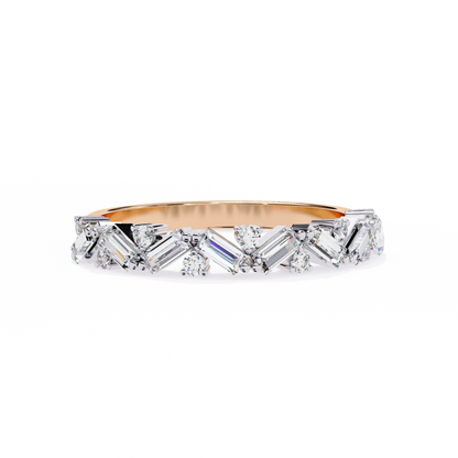 Round and Baguette Cluster Diamond Half Eternity Ring – Multi Stone Engagement Statement Ring– Lustraa’s Eternity Ring