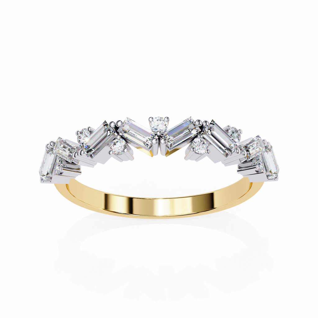 Round & Baguette Cluster Diamond Ring – Lab Grown Half Eternity Multi Stone Statement Engagement Ring– Lustraa’s Eternity Ring