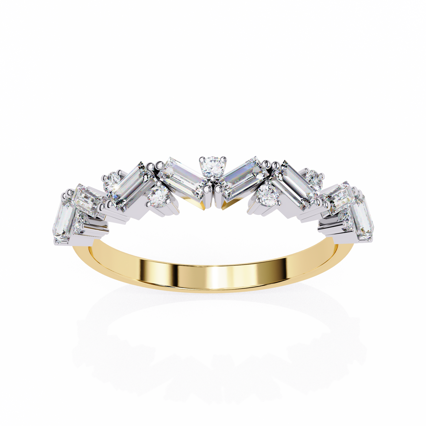 Round and Baguette Cluster Diamond Half Eternity Ring – Multi Stone Engagement Statement Ring– Lustraa’s Eternity Ring