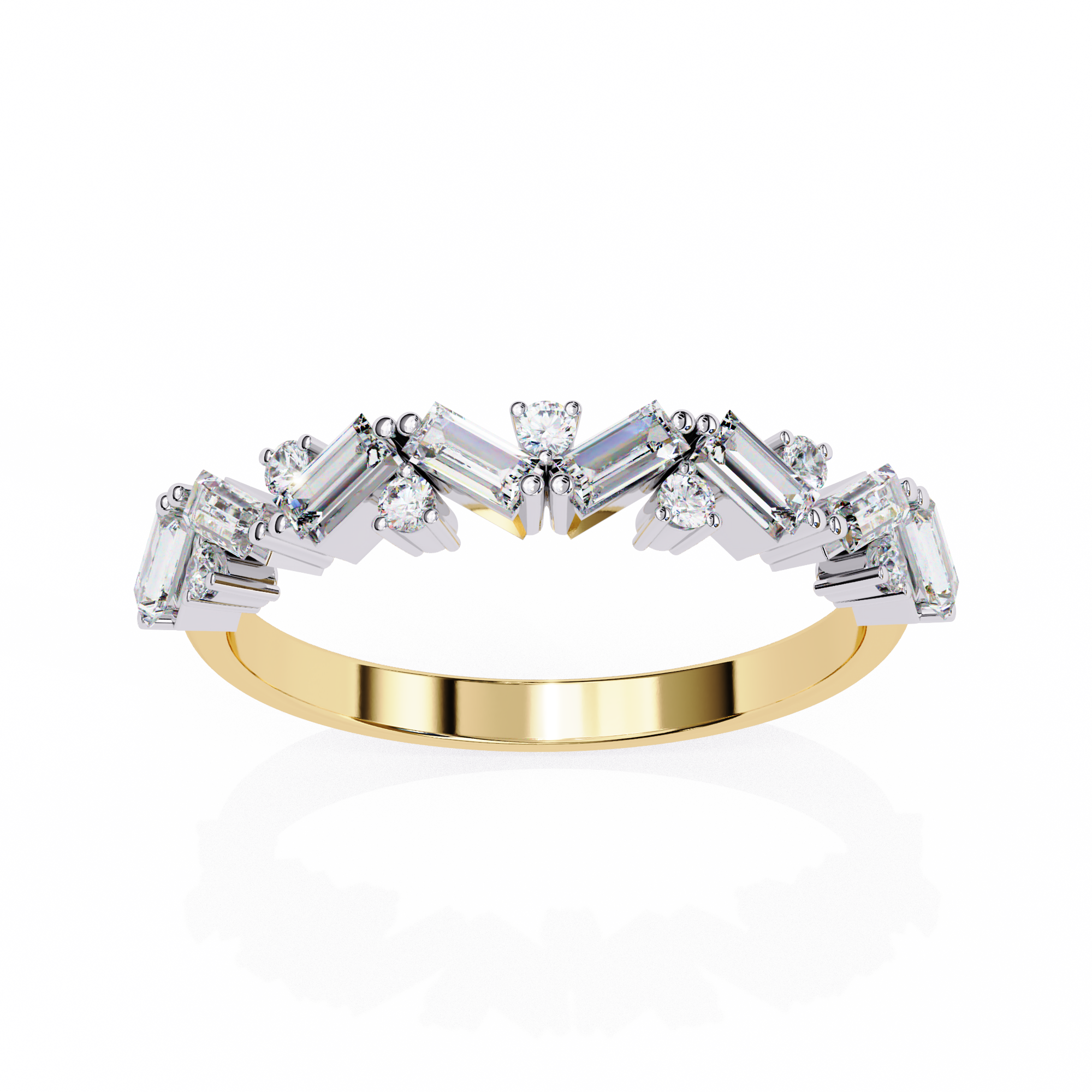 Round & Baguette Cluster Diamond Ring – Lab Grown Half Eternity Multi Stone Statement Engagement Ring– Lustraa’s Eternity Ring
