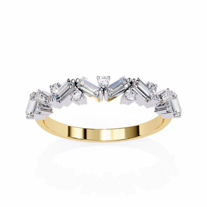 Round and Baguette Cluster Diamond Half Eternity Ring – Multi Stone Engagement Statement Ring– Lustraa’s Eternity Ring