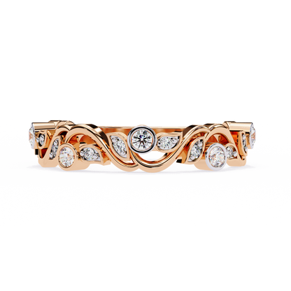 Leaves Design Round Diamond Half Eternity Ring – Timeless Statement Engagement Ring – Lustraa’s Eternity Ring