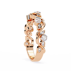 Leaves Design Round Diamond Ring – Lab Grown Half Eternity Timeless Statement Engagement Ring – Lustraa’s Eternity Ring