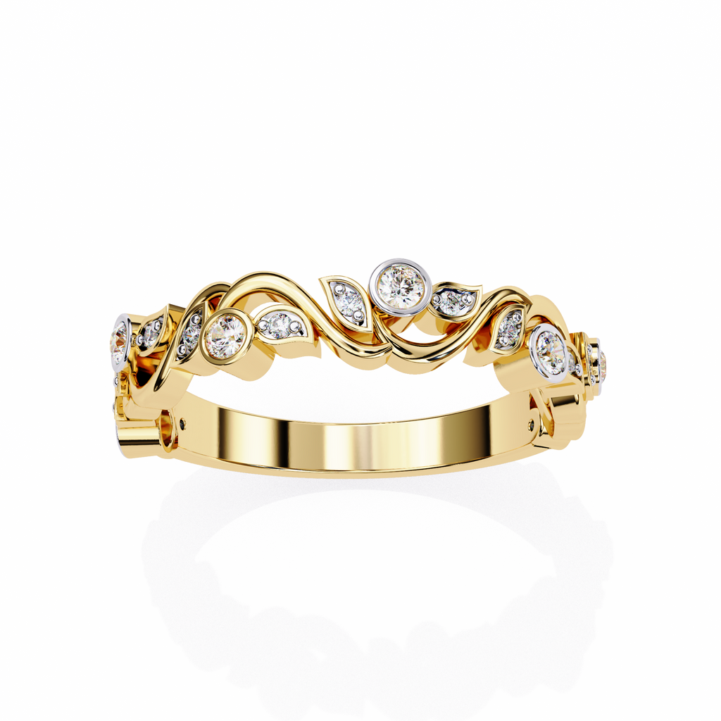 Leaves Design Round Diamond Ring – Lab Grown Half Eternity Timeless Statement Engagement Ring – Lustraa’s Eternity Ring