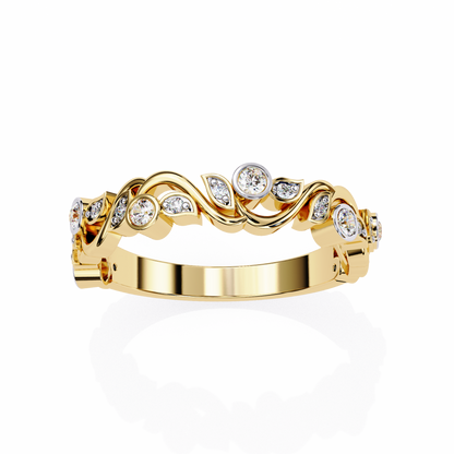 Leaves Design Round Diamond Half Eternity Ring – Timeless Statement Engagement Ring – Lustraa’s Eternity Ring