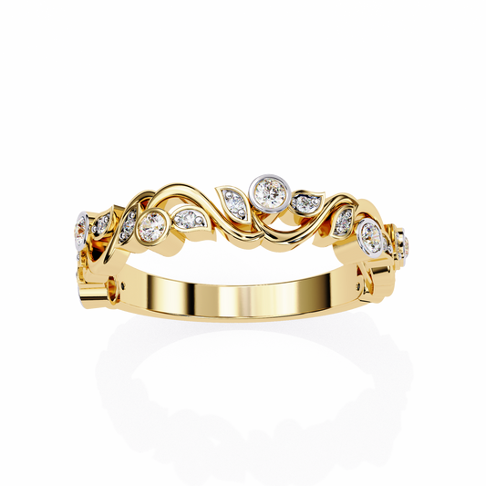 Leaves Design Round Diamond Half Eternity Ring – Timeless Statement Engagement Ring – Lustraa’s Eternity Ring