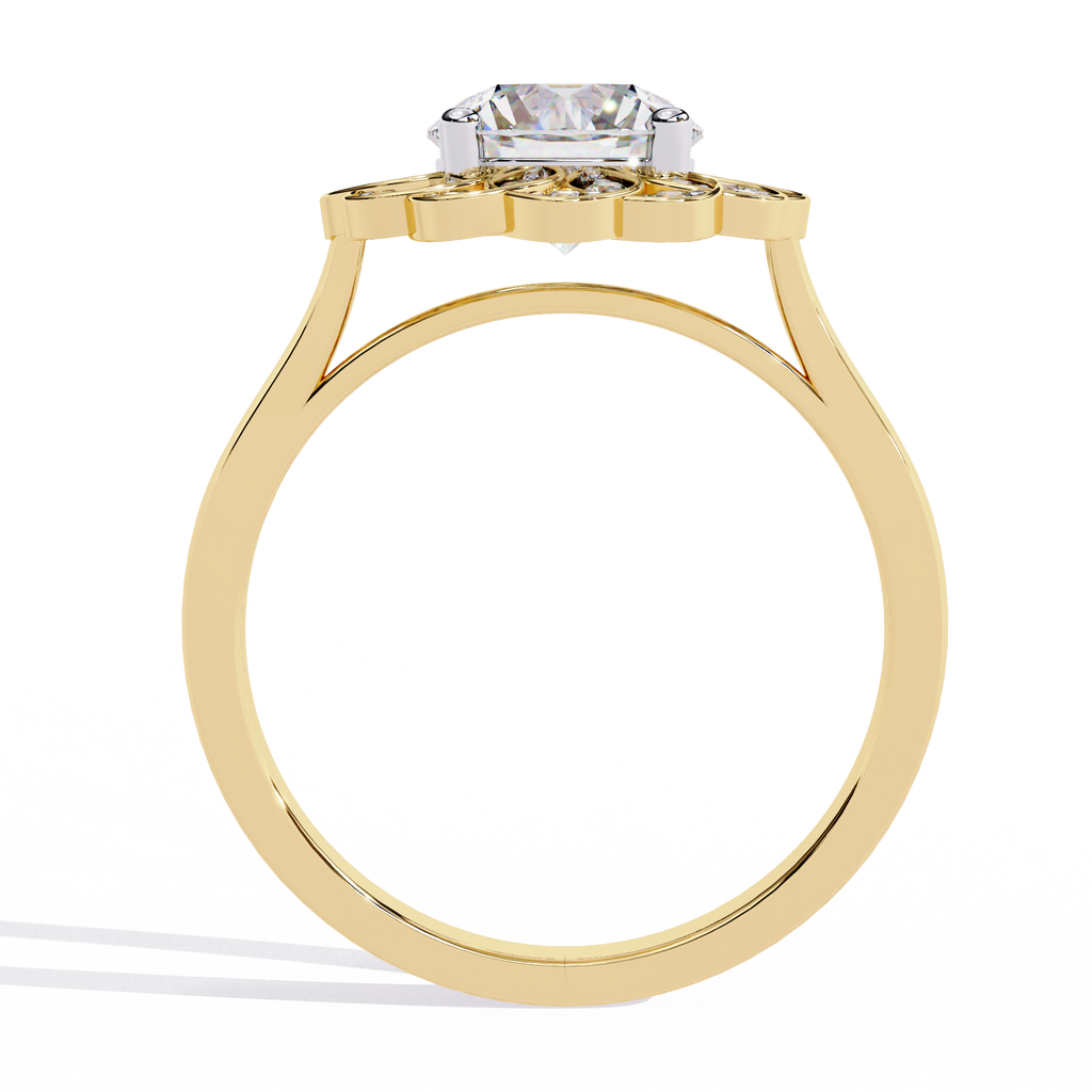 Round Cut Halo Engagement Ring – 1.45 Ct Lab Grown Diamond with Round Accent Stones – Floral Inspired Diamond Halo Ring– Lustraa’s Halo Ring