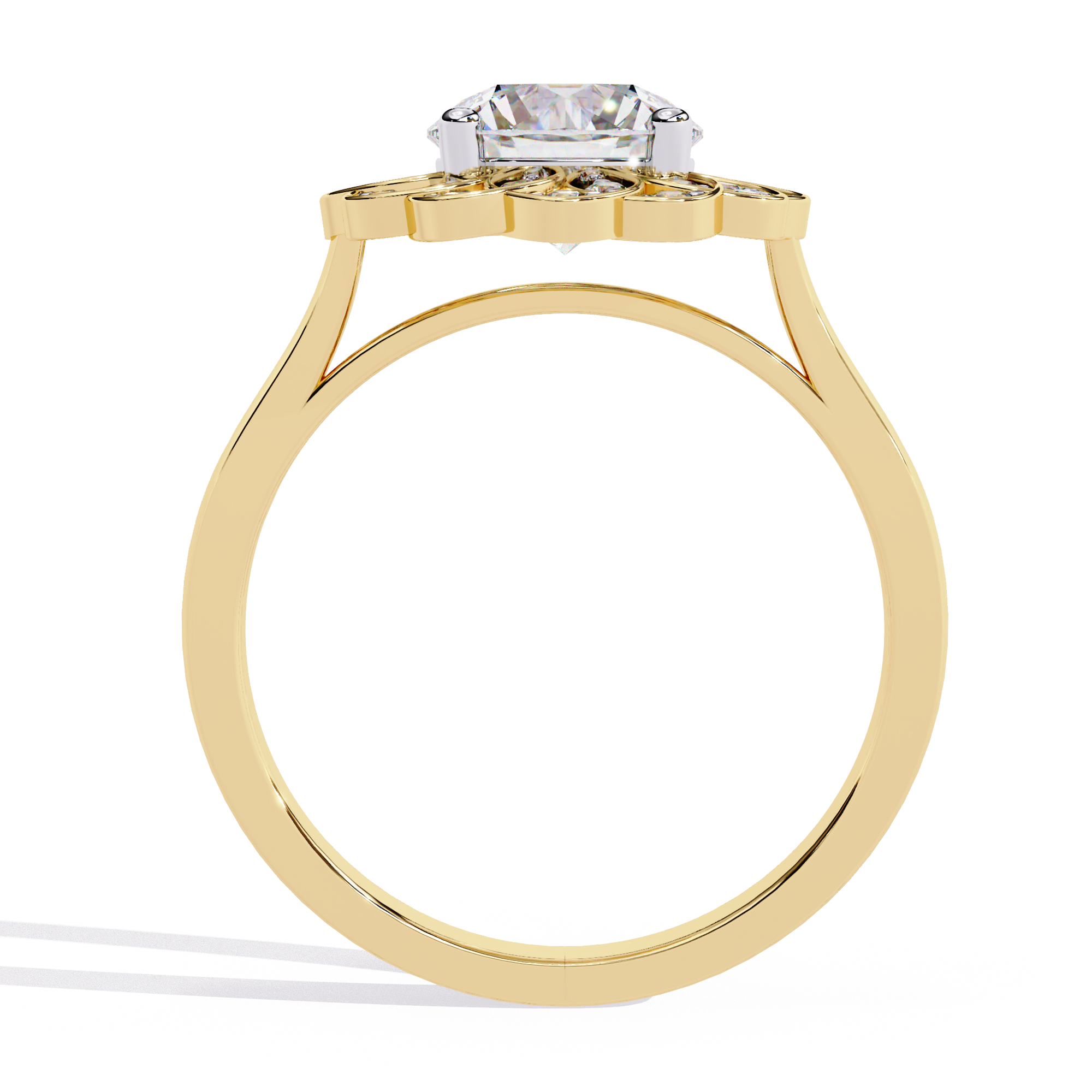 Round Cut Halo Engagement Ring – 1.45 Ct Lab Grown Diamond with Round Accent Stones – Floral Inspired Diamond Halo Ring– Lustraa’s Halo Ring