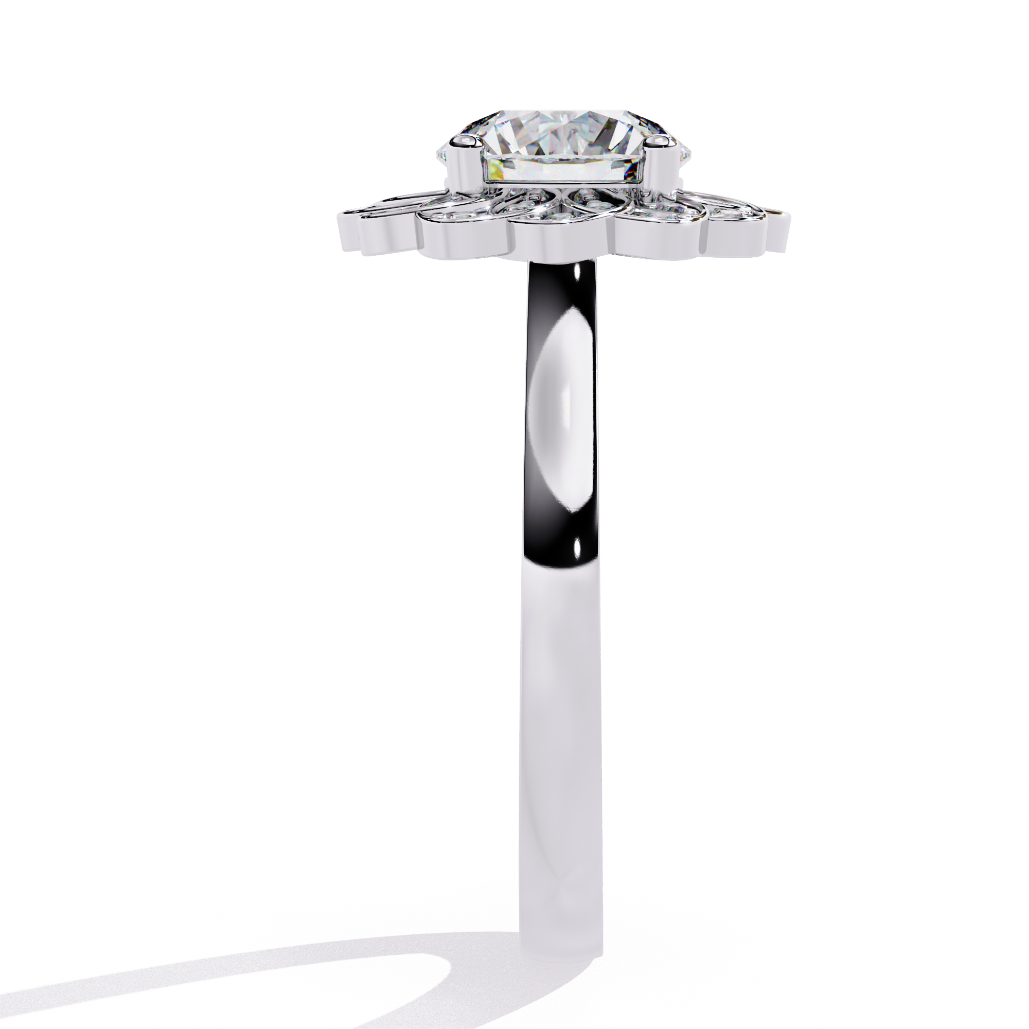 Round Cut Halo Engagement Ring – 1.45 Ct Lab Grown Diamond with Round Accent Stones – Floral Inspired Diamond Halo Ring– Lustraa’s Halo Ring