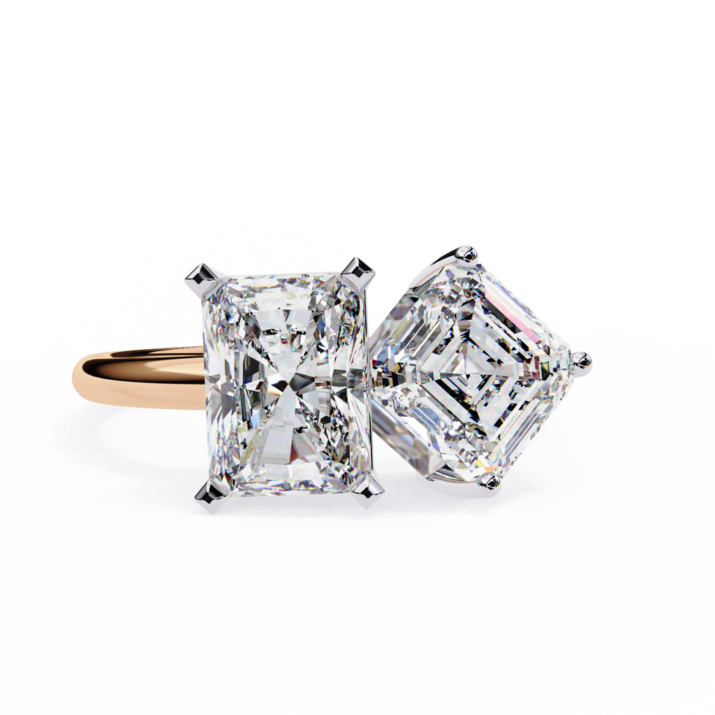 Two Stone Diamond Ring – Lab Grown Radiant & Emerald Cut Toi et Moi Engagement Ring-Lustraa’s Toi et Moi Ring