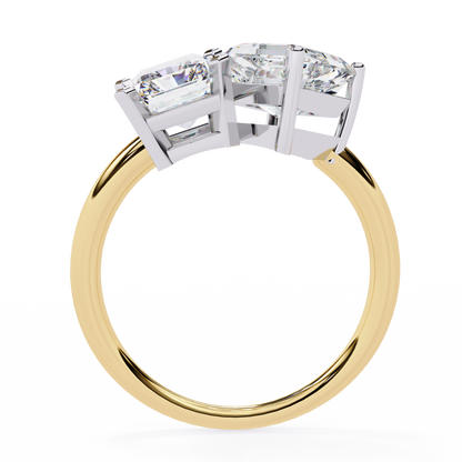 Two Stone Lab Grown Diamond Ring – Radiant and Emerald Cut Toi et Moi Ring-Lustraa’s Toi et Moi Ring