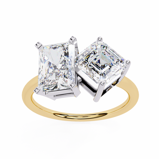 Two Stone Lab Grown Diamond Ring – Radiant and Emerald Cut Toi et Moi Ring-Lustraa’s Toi et Moi Ring
