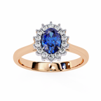 Blue Oval Cut Halo Engagement Ring – 0.45 CT Blue Oval Diamond Halo band – Unique Colored Diamond Ring – Lustraa’s Halo Ring