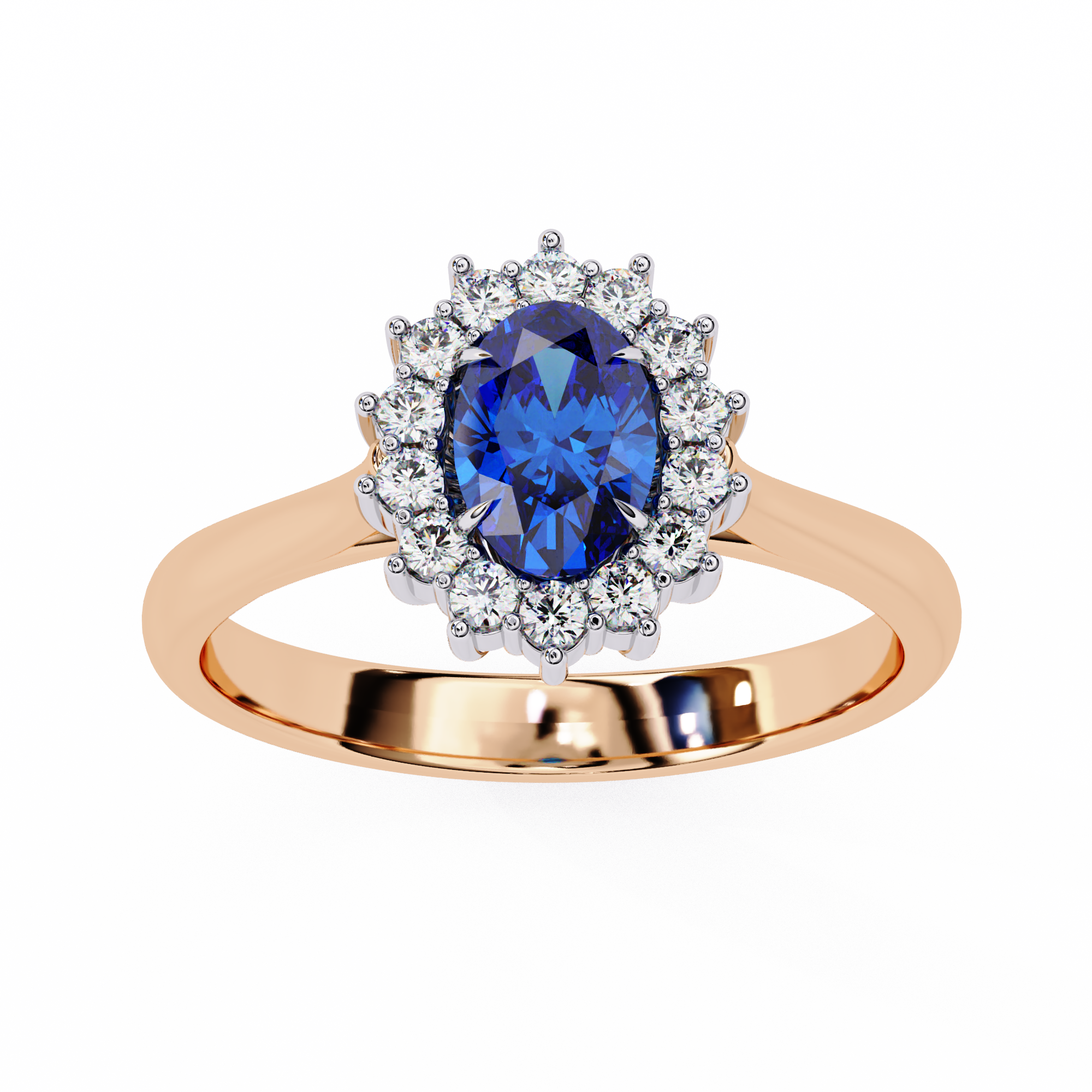 Blue Oval Cut Halo Engagement Ring – 0.45 CT Blue Oval Diamond Halo band – Unique Colored Diamond Ring – Lustraa’s Halo Ring