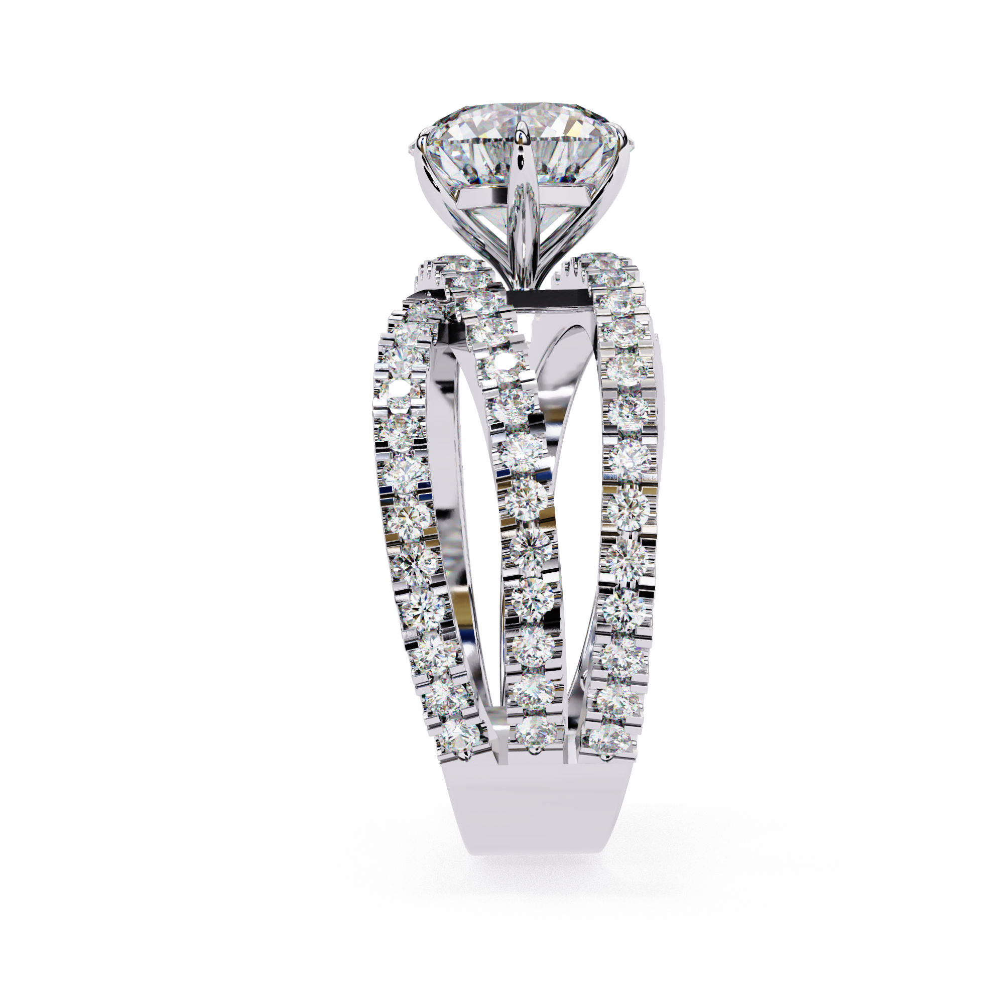 Round Cut Diamond Criss Cross Ring – 0.81 CT Center with Side Round Accents – Unique Multi Band Statement Ring– Lustraa’s Criss Cross Ring