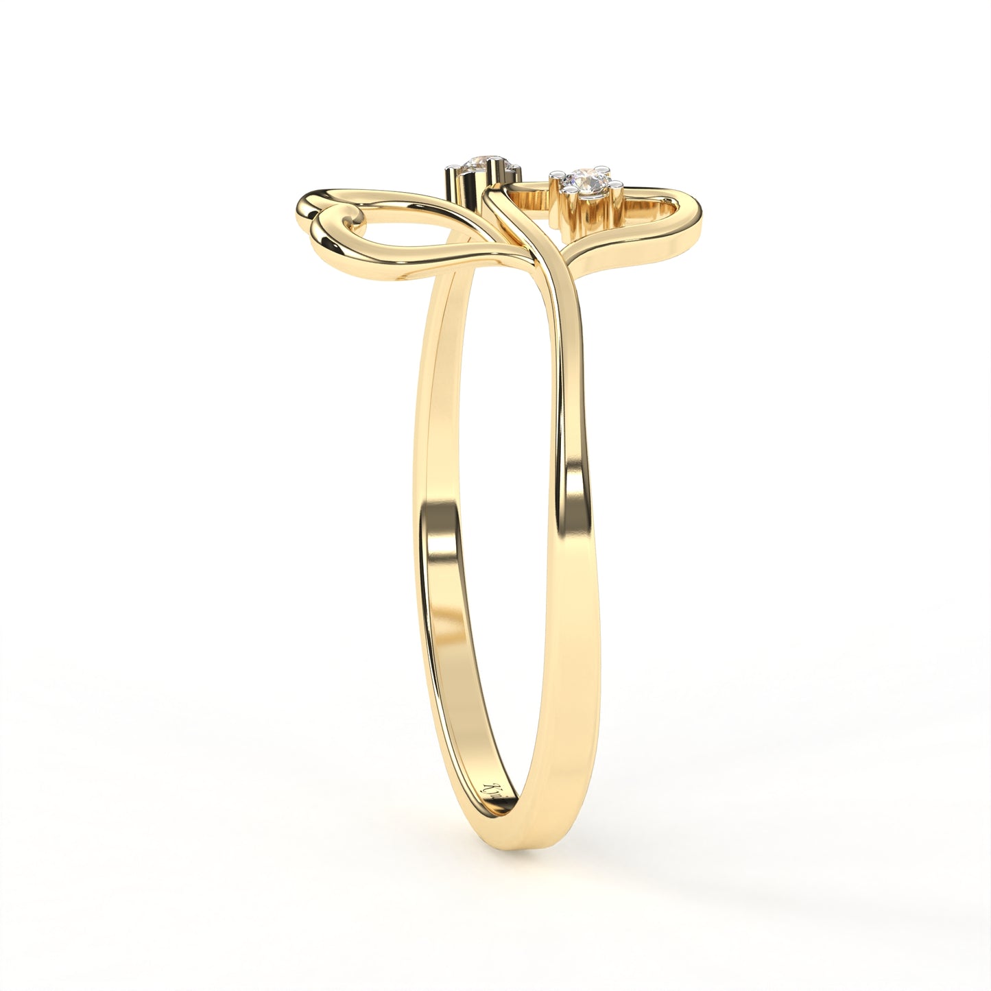 Double Heart Lab Grown Diamond Ring in 10K/14K/18K/22K Gold – Dainty Promise Ring | Minimalist Heart Diamond Ring- Lustraa’s Heart Ring