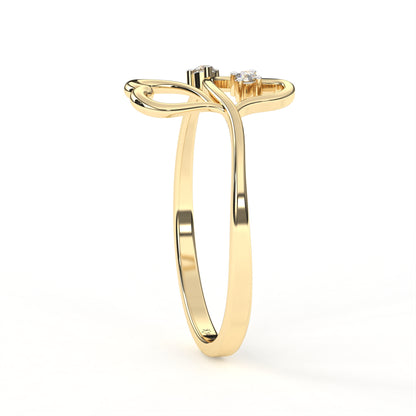 Double Heart Lab Grown Diamond Ring in 10K/14K/18K/22K Gold – Dainty Promise Ring | Minimalist Heart Diamond Ring- Lustraa’s Heart Ring