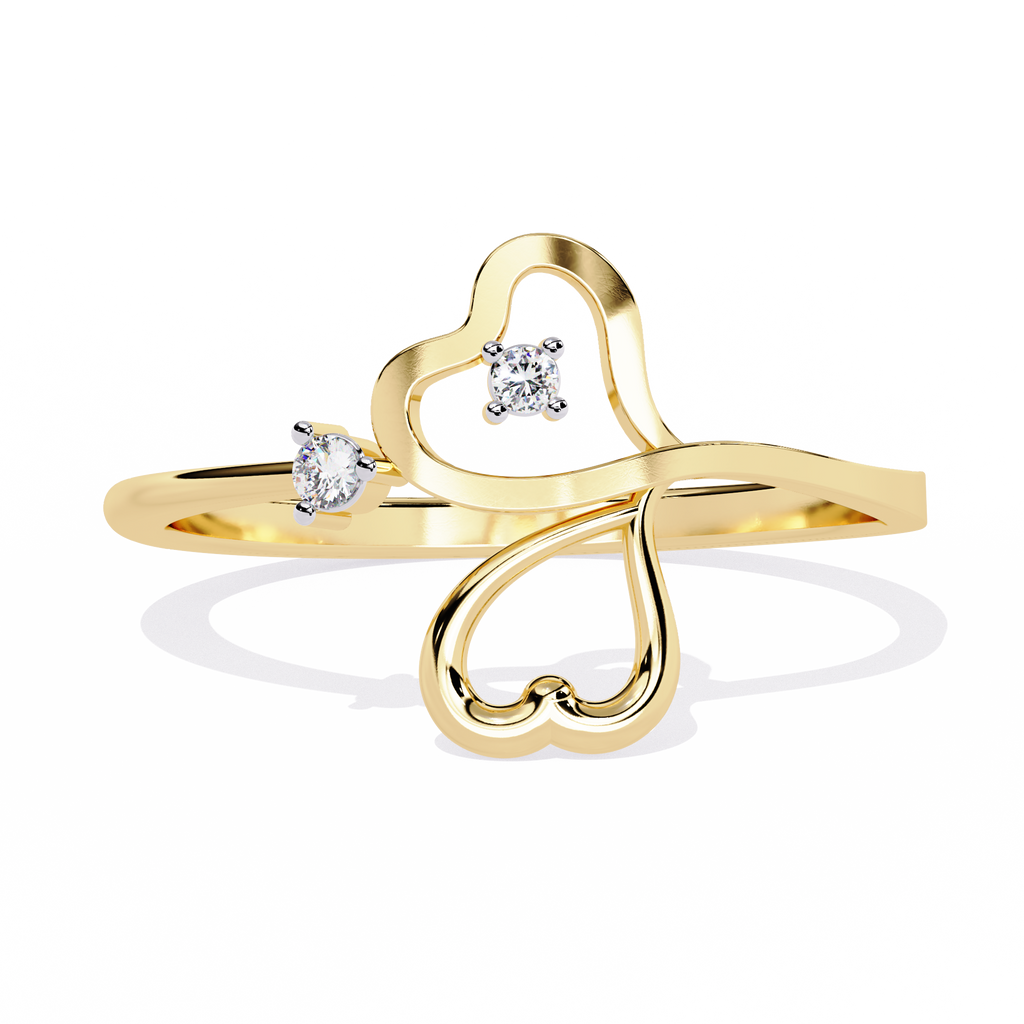 Double Heart Diamond Ring – Lab Grown Dainty Promise Ring, Minimalist Heart Engagement Jewelry- Lustraa’s Heart Ring