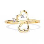 Double Heart Diamond Ring – Lab Grown Dainty Promise Ring, Minimalist Heart Engagement Jewelry- Lustraa’s Heart Ring