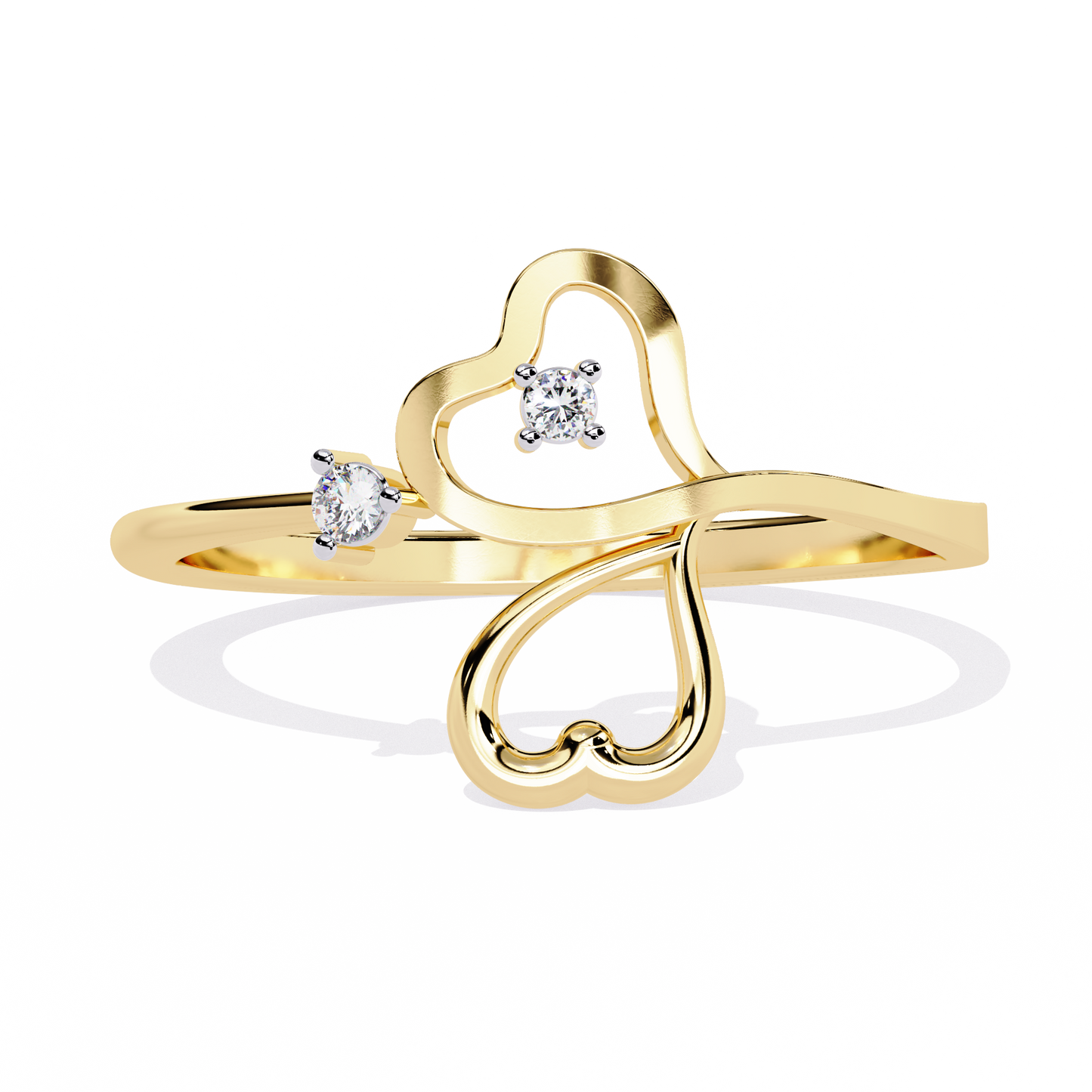 Double Heart Lab Grown Diamond Ring in 10K/14K/18K/22K Gold – Dainty Promise Ring | Minimalist Heart Diamond Ring- Lustraa’s Heart Ring