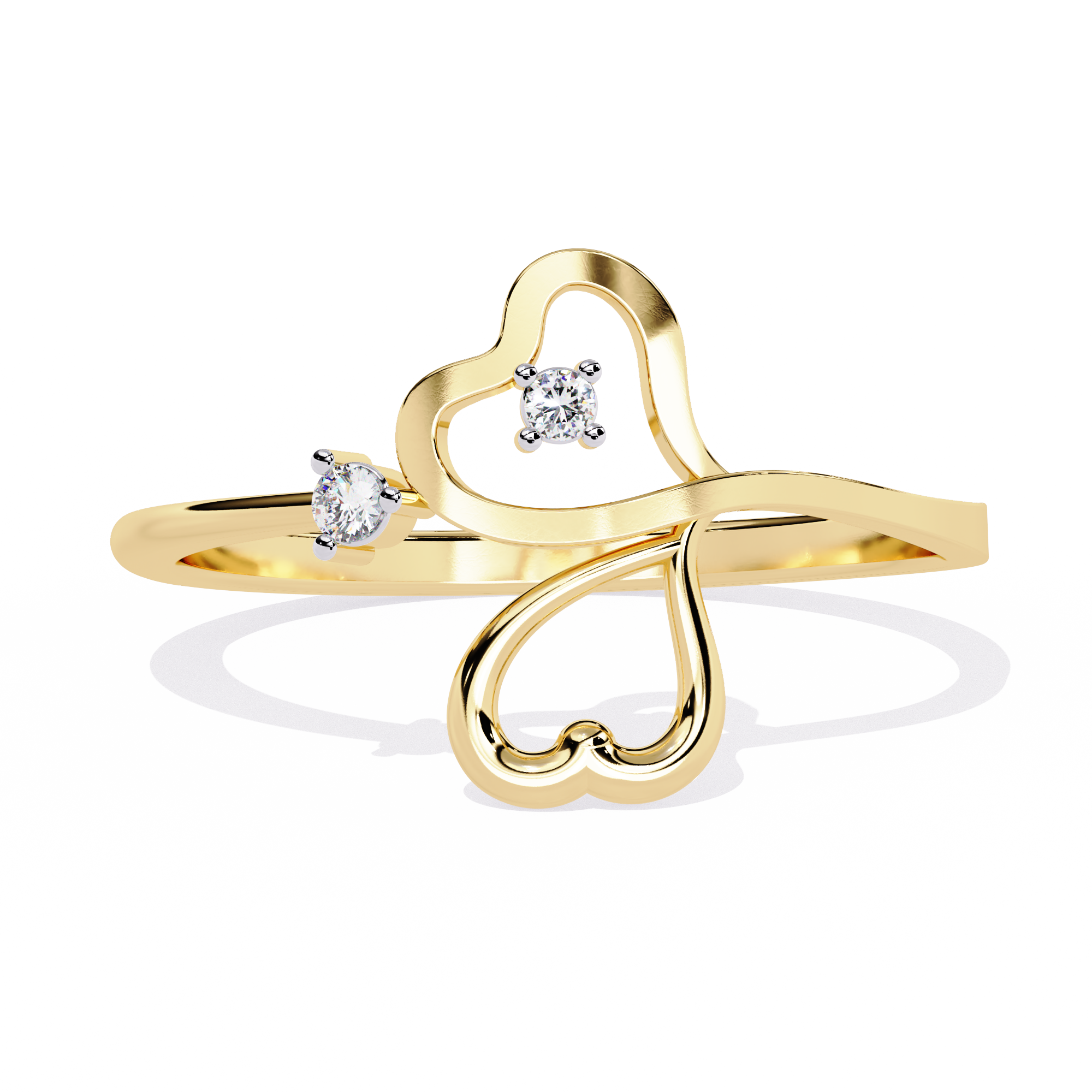 Double Heart Diamond Ring – Lab Grown Dainty Promise Ring, Minimalist Heart Engagement Jewelry- Lustraa’s Heart Ring