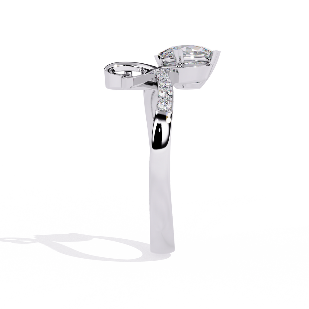 Oval Diamond Ring with Heart Accent – Lab Grown Open Band Solitaire Promise Ring, Minimalist Engagement Jewelry- Lustraa’s Heart Ring