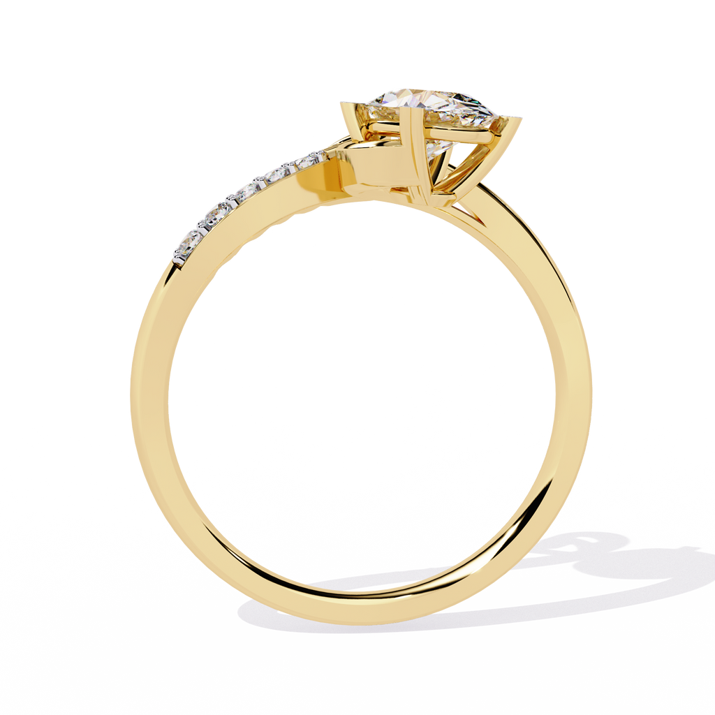 Oval Diamond Ring with Heart Accent – Lab Grown Open Band Solitaire Promise Ring, Minimalist Engagement Jewelry- Lustraa’s Heart Ring