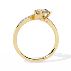 Oval Diamond Ring with Heart Accent – Lab Grown Open Band Solitaire Promise Ring, Minimalist Engagement Jewelry- Lustraa’s Heart Ring