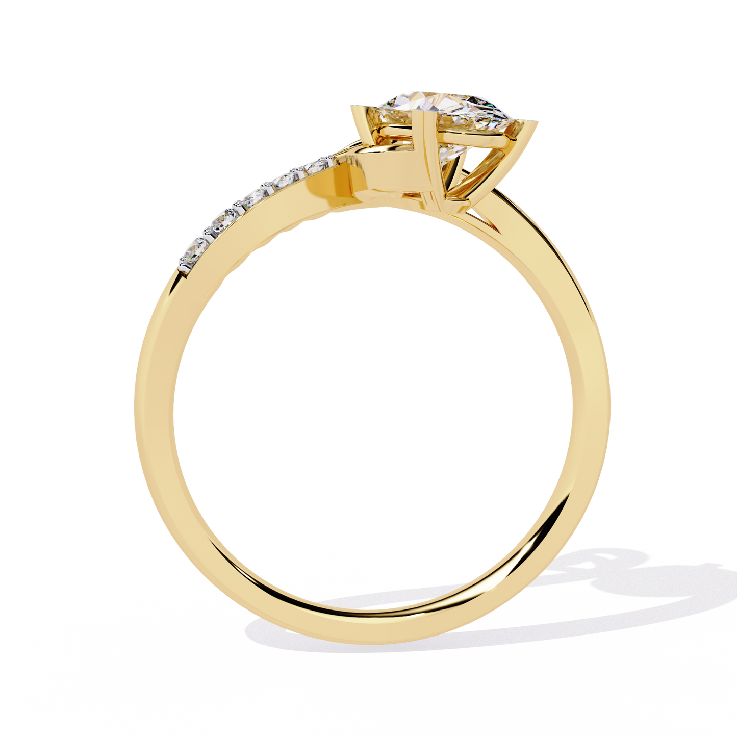 Heart Accent Lab Grown Oval Diamond Ring |Open Band Solitaire Promise Ring | Minimalist Engagement Ring- Lustraa’s Heart Ring