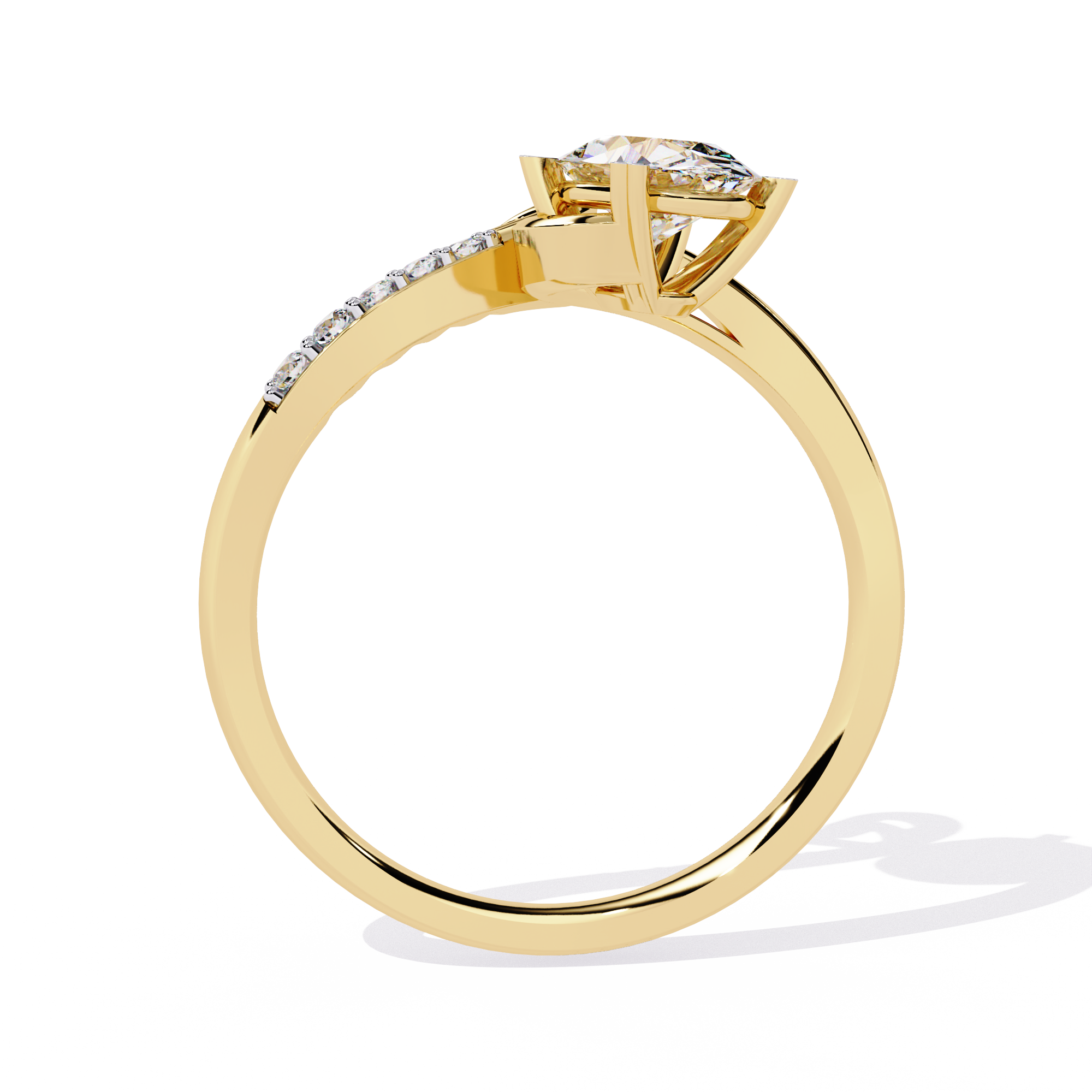 Oval Diamond Ring with Heart Accent – Lab Grown Open Band Solitaire Promise Ring, Minimalist Engagement Jewelry- Lustraa’s Heart Ring