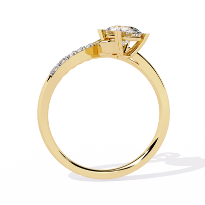 Heart Accent Lab Grown Oval Diamond Ring |Open Band Solitaire Promise Ring | Minimalist Engagement Ring- Lustraa’s Heart Ring