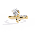 Oval Diamond Ring with Heart Accent – Lab Grown Open Band Solitaire Promise Ring, Minimalist Engagement Jewelry- Lustraa’s Heart Ring