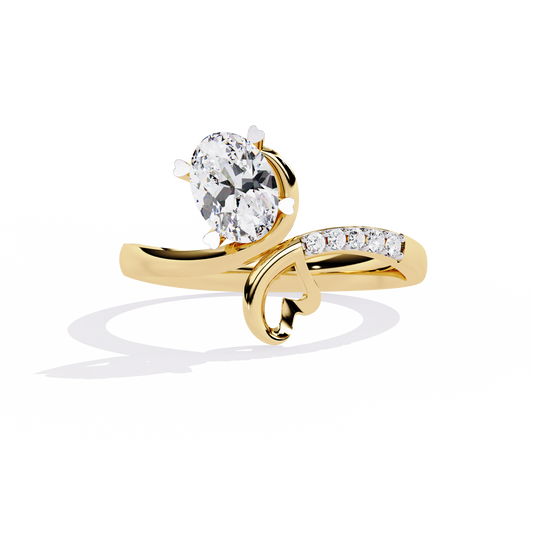 Heart Accent Lab Grown Oval Diamond Ring |Open Band Solitaire Promise Ring | Minimalist Engagement Ring- Lustraa’s Heart Ring
