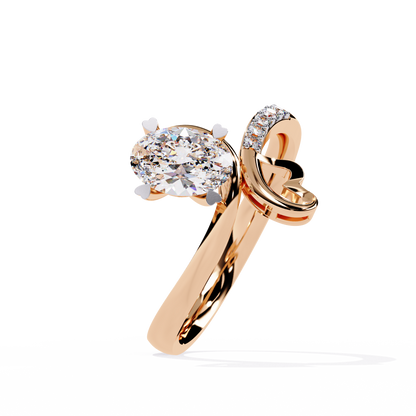 Heart Accent Lab Grown Oval Diamond Ring |Open Band Solitaire Promise Ring | Minimalist Engagement Ring- Lustraa’s Heart Ring