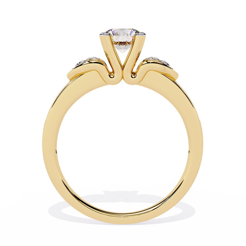 1.5 CT Round Diamond Engagement Ring – Lab Grown Ring with Princess & Round Side Stones, Channel Set Designer Band - Lustraa’s Designer Ring