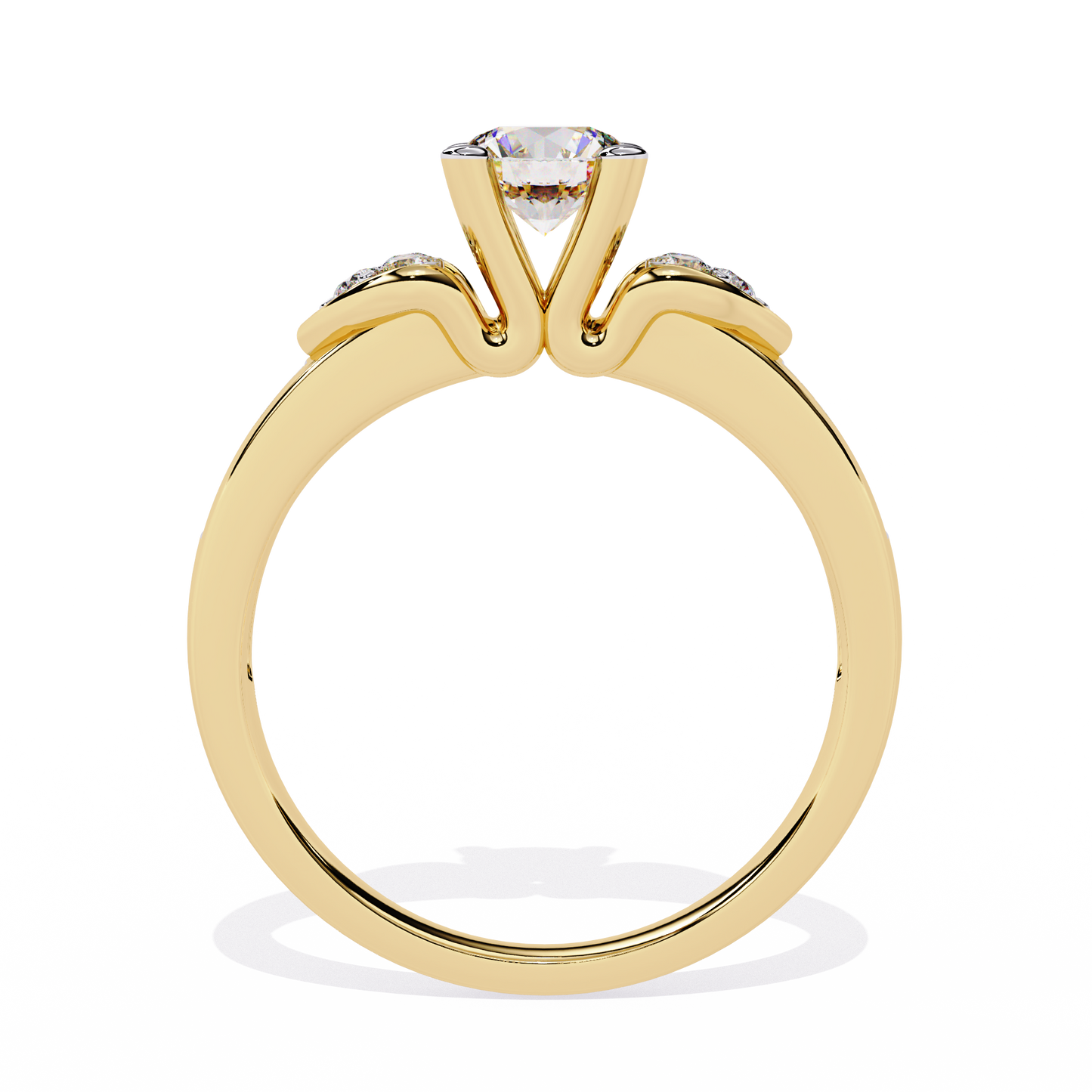 1.5 Carat Round Lab Grown Diamond Ring with Princess Cut and Round Side Stones | Engagement Ring | Channel Set Designer Ring | Lustraa’s Designer Ring