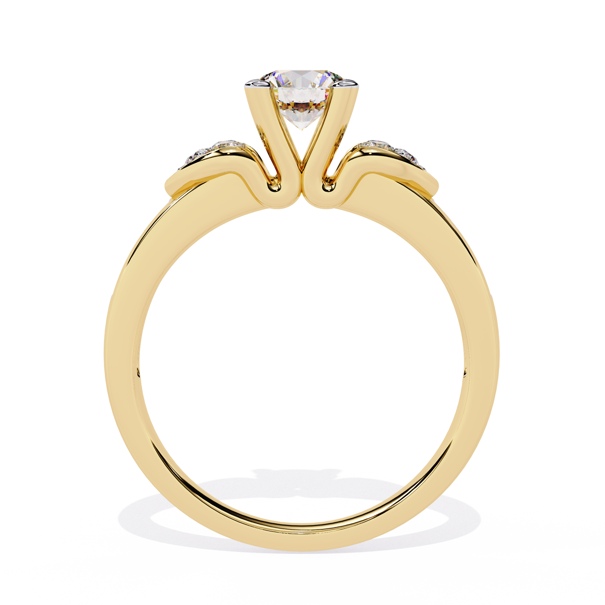 1.5 CT Round Diamond Engagement Ring – Lab Grown Ring with Princess & Round Side Stones, Channel Set Designer Band - Lustraa’s Designer Ring