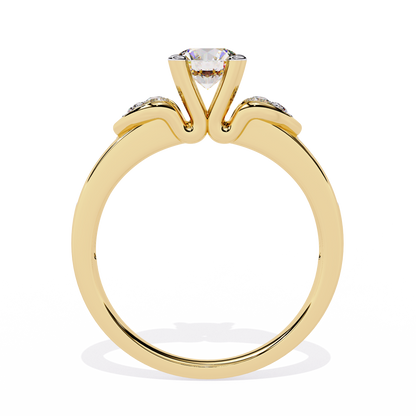 1.5 Carat Round Lab Grown Diamond Ring with Princess Cut and Round Side Stones | Engagement Ring | Channel Set Designer Ring | Lustraa’s Designer Ring