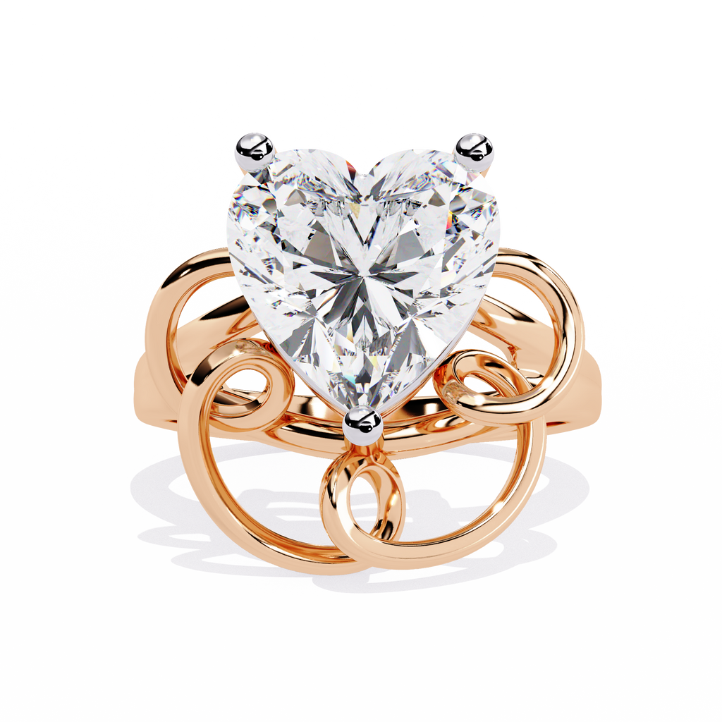 Heart Shaped Diamond Ring – 4.1 Carat Lab Grown Statement Engagement Ring, Artistic Designer Jewelry- Lustraa’s Heart Ring