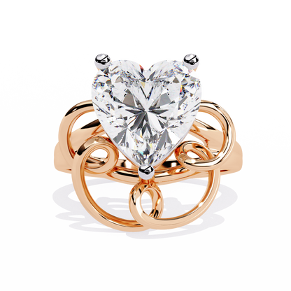 4.10 Carat Heart Shaped Diamond Ring | Lab Grown Diamond Statement Ring | Engagement Ring | Artistic Designer Jewelry- Lustraa’s Heart Ring