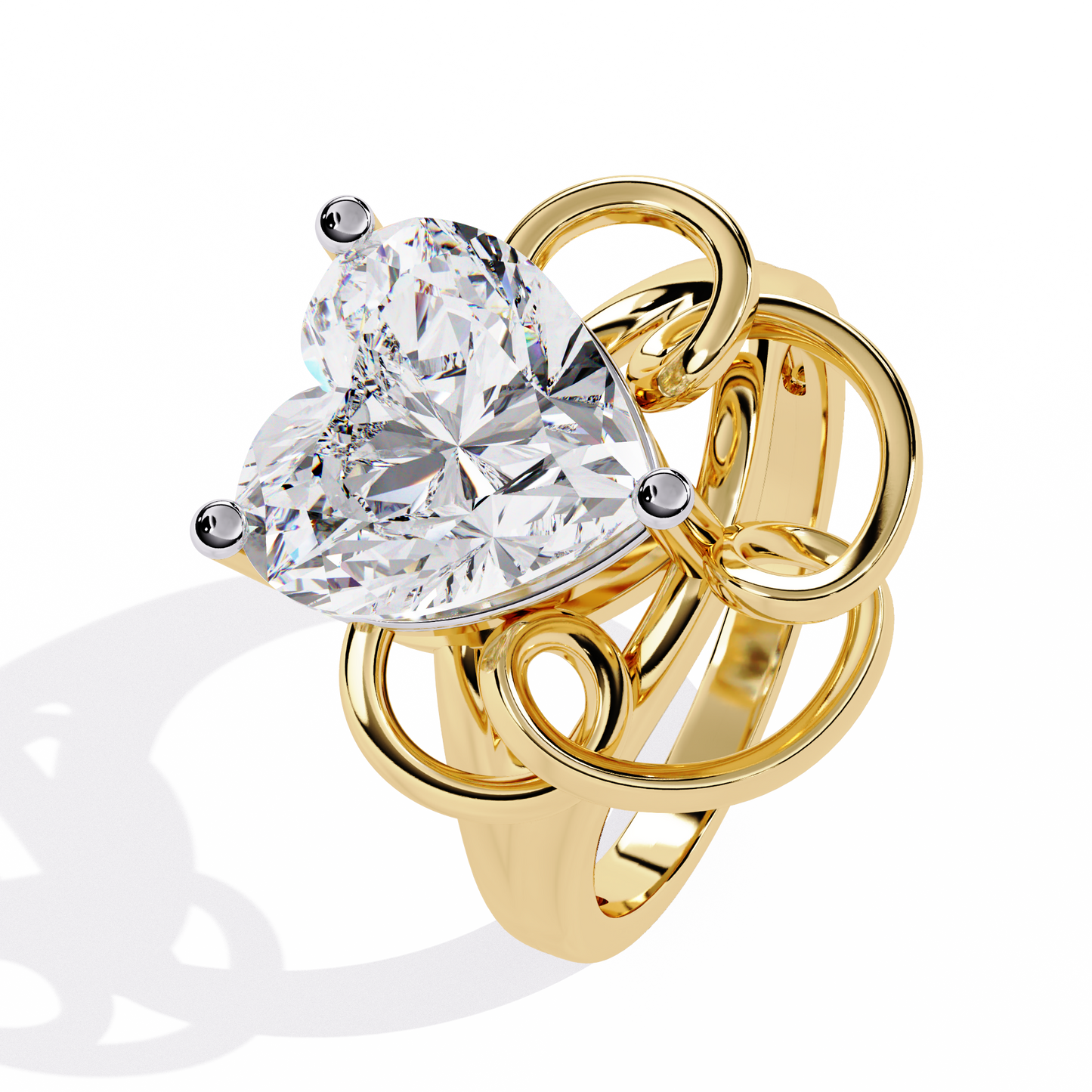 4.10 Carat Heart Shaped Diamond Ring | Lab Grown Diamond Statement Ring | Engagement Ring | Artistic Designer Jewelry- Lustraa’s Heart Ring
