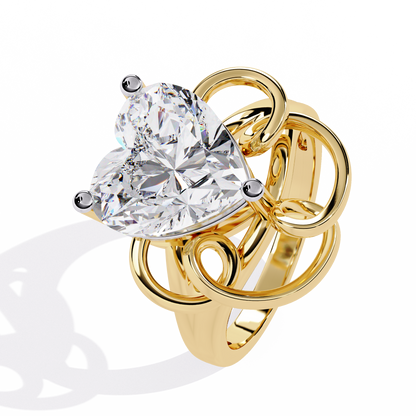 4.10 Carat Heart Shaped Diamond Ring | Lab Grown Diamond Statement Ring | Engagement Ring | Artistic Designer Jewelry- Lustraa’s Heart Ring