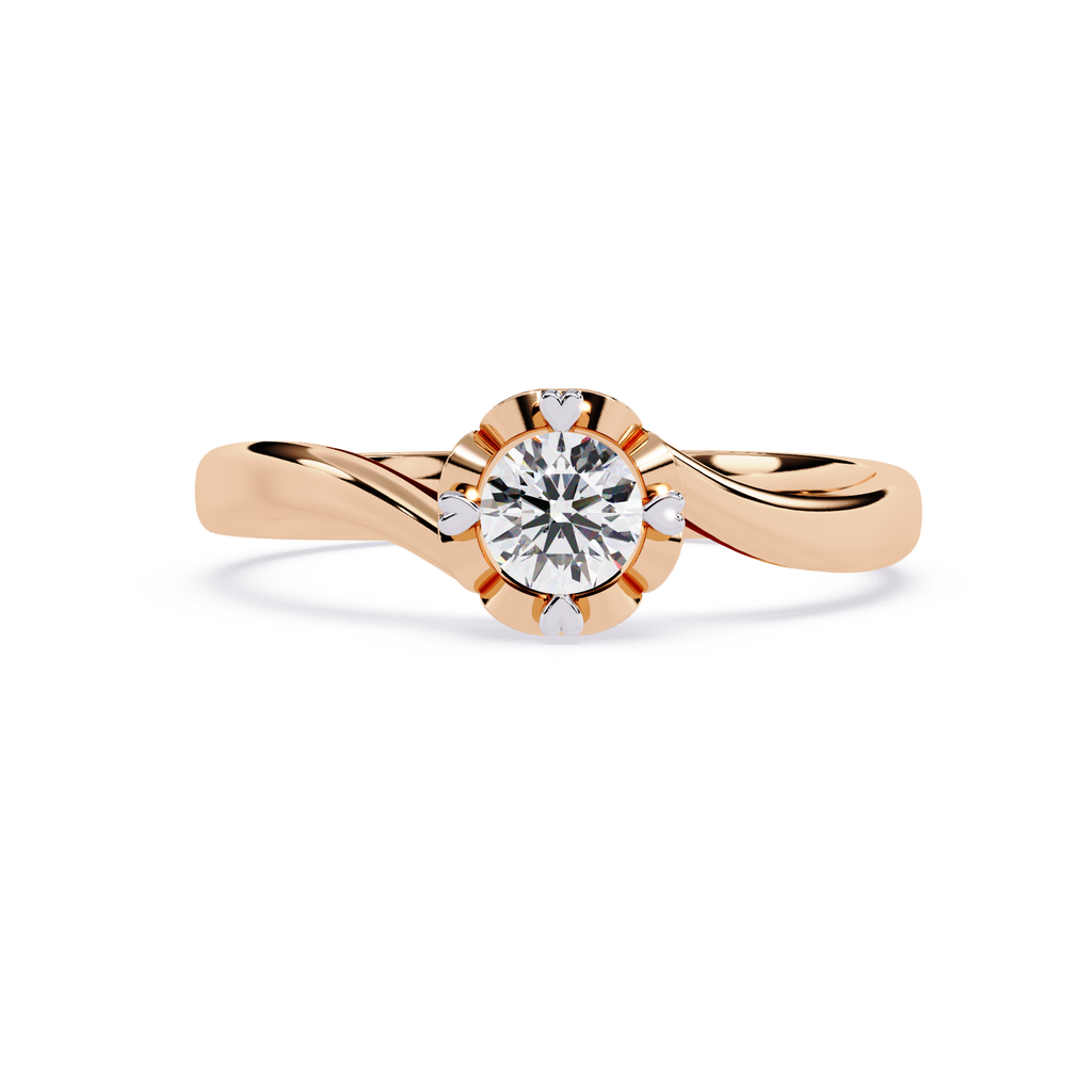 Round Diamond Solitaire Ring – Lab Grown Minimalist Floral Engagement Ring for Women- Lustraa’s Solitaire Ring