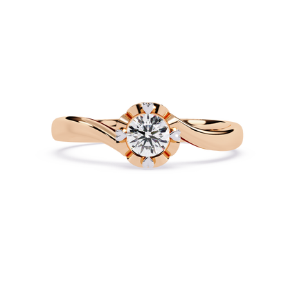 Solitaire Ring with Round Lab Grown Diamond | Modern Floral Engagement Ring | Minimalist Promise Ring - Lustraa’s Solitaire Ring