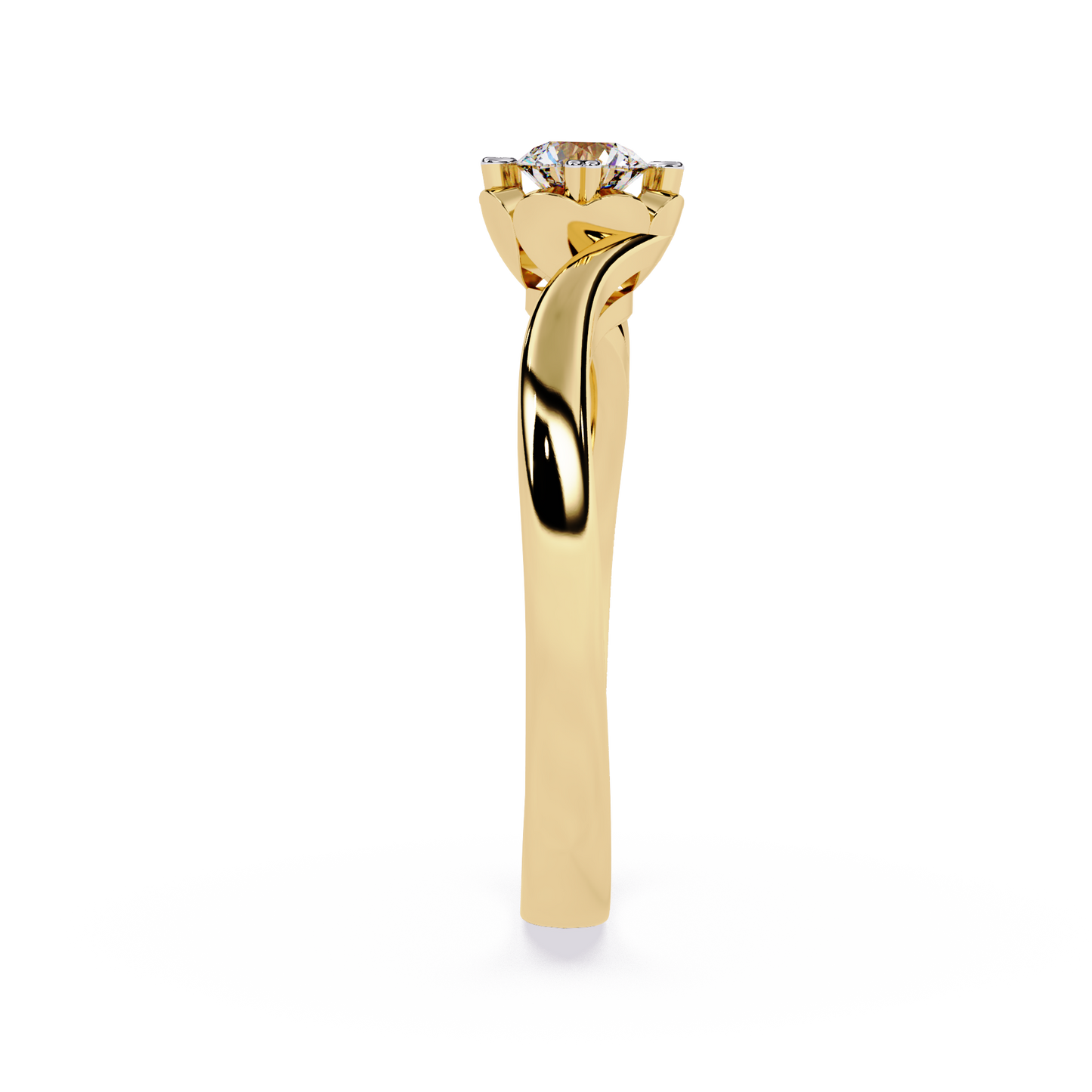 Solitaire Ring with Round Lab Grown Diamond | Modern Floral Engagement Ring | Minimalist Promise Ring - Lustraa’s Solitaire Ring
