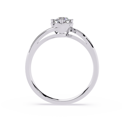 Solitaire Ring with Round Lab Grown Diamond | Modern Floral Engagement Ring | Minimalist Promise Ring - Lustraa’s Solitaire Ring