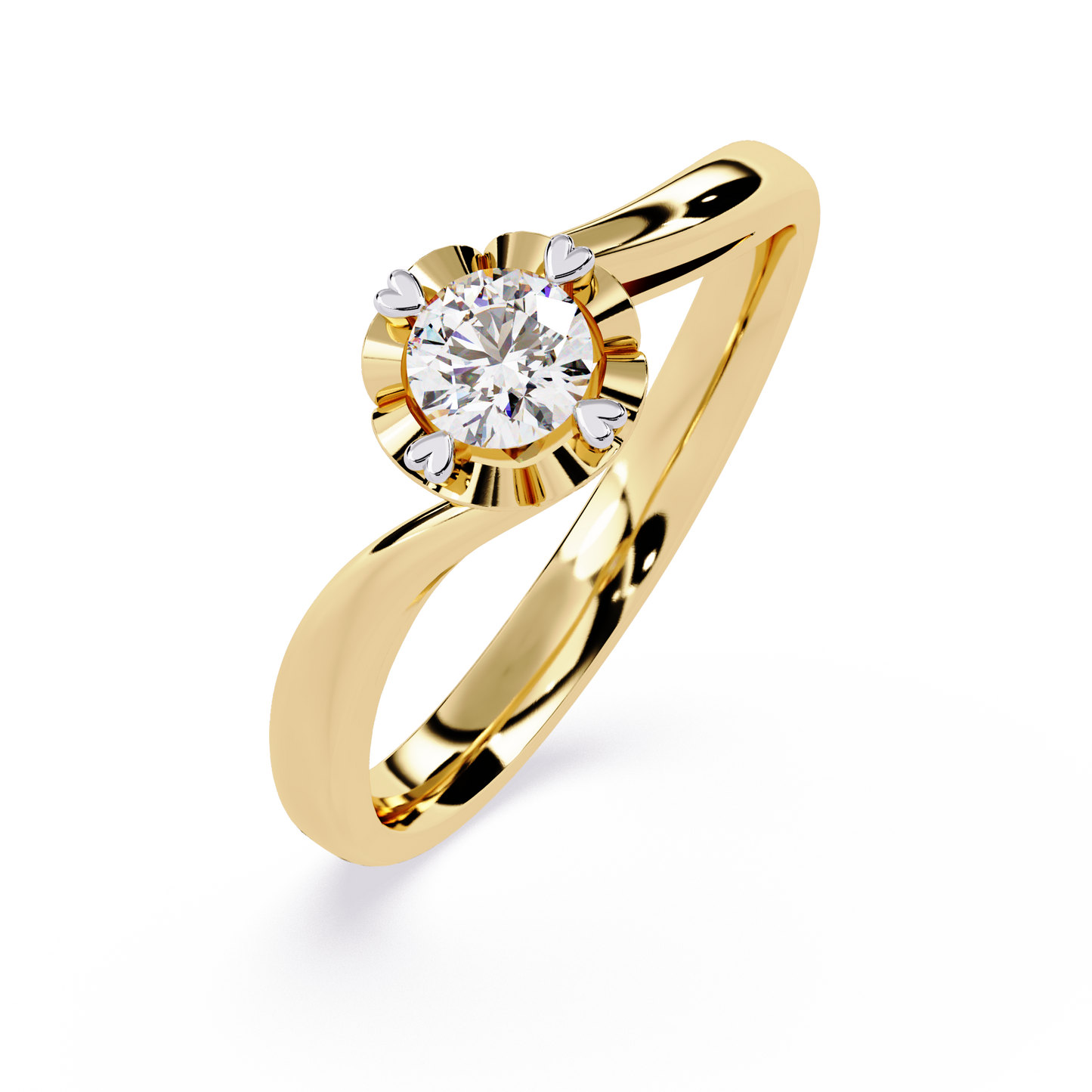 Solitaire Ring with Round Lab Grown Diamond | Modern Floral Engagement Ring | Minimalist Promise Ring - Lustraa’s Solitaire Ring